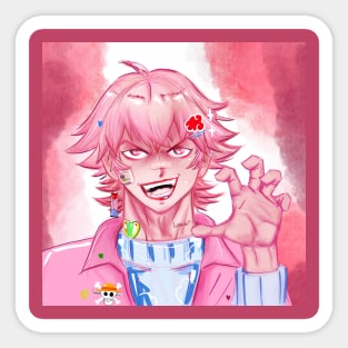 the anime boy in kawaii pink portrait style ecopop Sticker